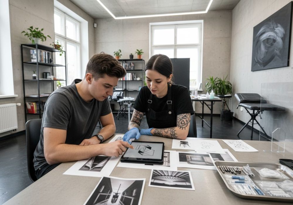 modern tattoo consultation