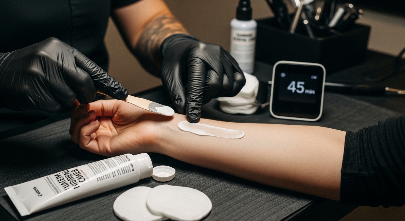 nanášanie znecitlivujúceho krému