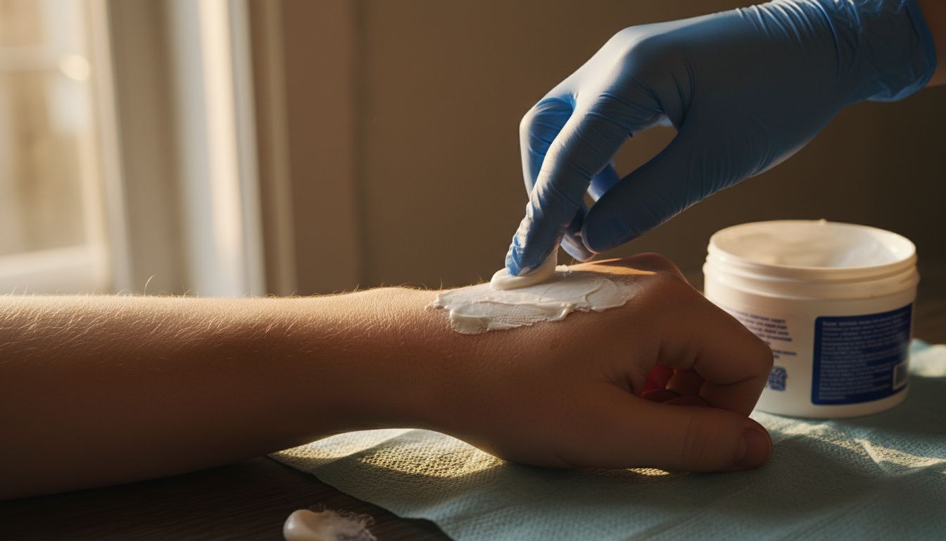 Close-up of anesthetic cream on skin